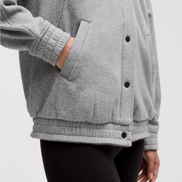 NEW LULULEMON Scuba Oversized Gray Varsity Jacket Plush - Super Cute! MSRP: $168 - Picture 5 of 16